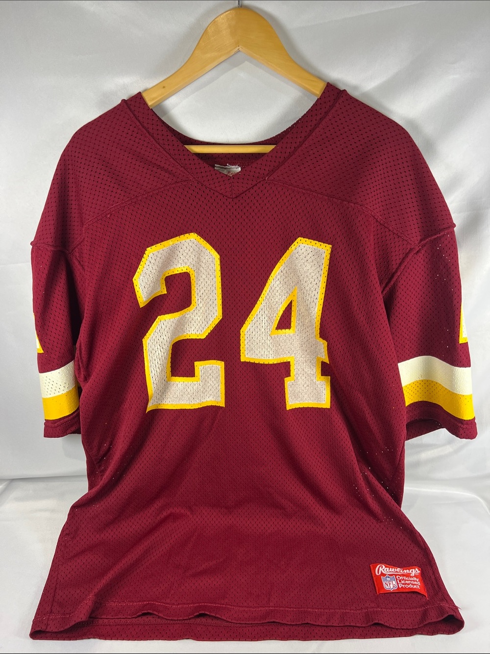 Rawlings Burgundy Football Jersey with White and Yellow 24